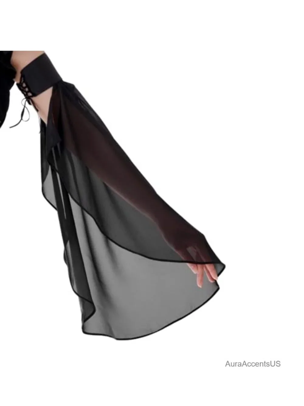 Elegant Victorian Chiffon Gloves Women Detachable Bell Sleeves Long Tulle